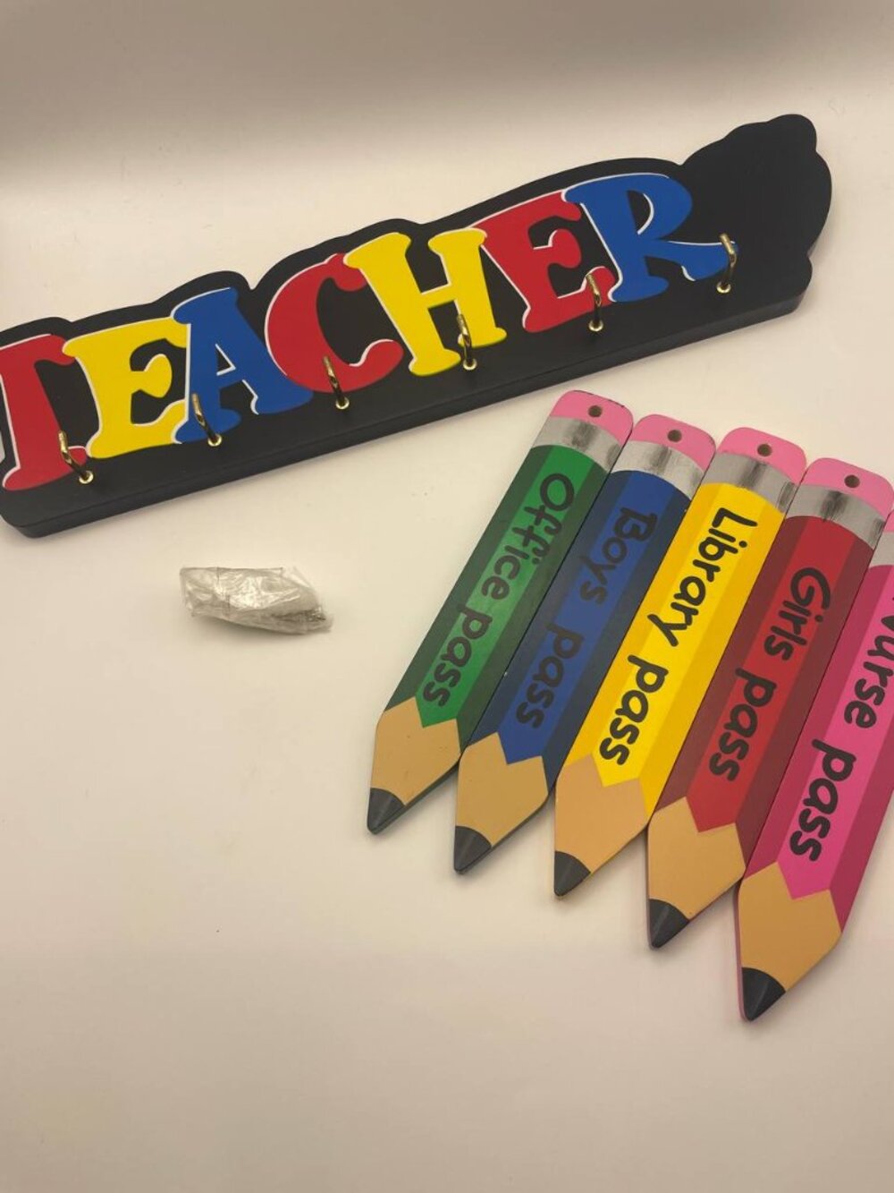New LVC Y2K Teacher Classroom  Colorful Pencil Student Hall Passes wooden